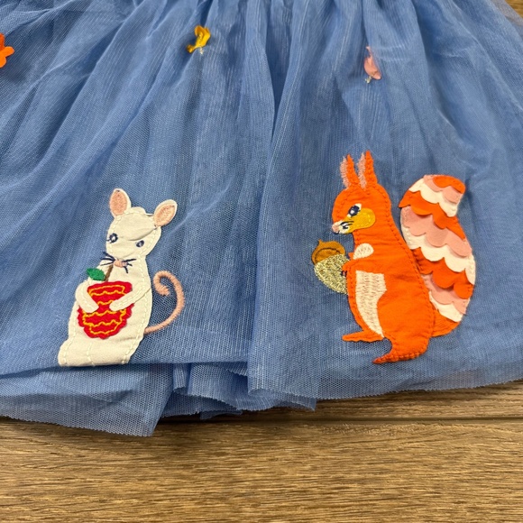 Mini Boden Applique Tulle Twirl Skirt Woodland Animals Blue 6-7 Y Fall School - Picture 2 of 12
